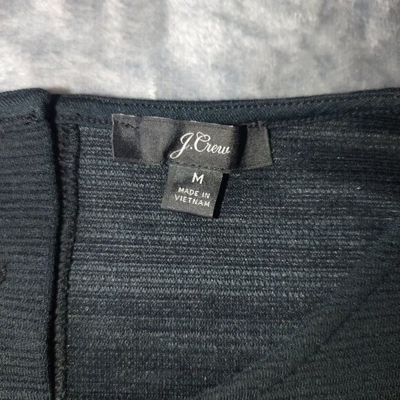 JCrew Womens Peplum Top M Black Bell Sleeve Textured‎ Classic Corporate Goth - Picture 11 of 14